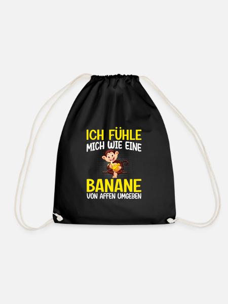 Affen Banane Arbeit - Turnbeutel - Schwarz
