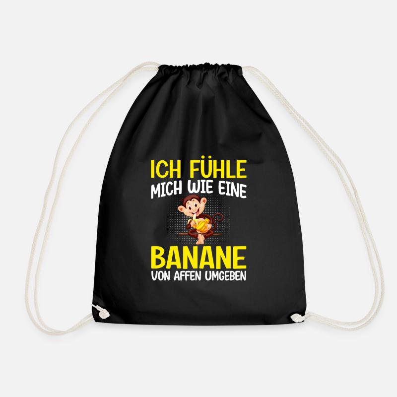 Affen Banane Arbeit - Turnbeutel - Schwarz