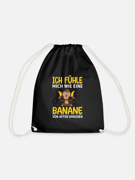 Banane Affe Arbeit - Turnbeutel - Schwarz
