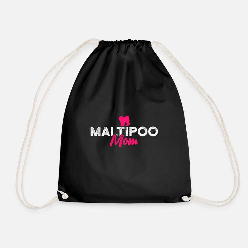 Maltipoo mom - Drawstring Bag - black