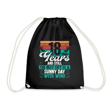 18 Year Old Kitesurfer Kiteboarding 18 Birthday - Drawstring Bag - black - Front