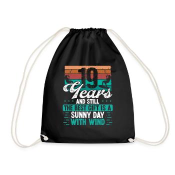 19 Year Old Kitesurfer Kiteboarding 19 Birthday - Turnbeutel - Schwarz - Vorne