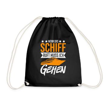 Kreuzfahrt Yacht Geschenk Spruch - Wenn das Schiff - Turnbeutel - Schwarz - Vorne