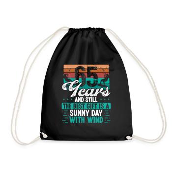 65 Year Old Kitesurfer Kiteboarding 65 Birthday - Drawstring Bag - black - Front