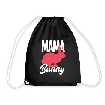 Hase Kaninchen Haustier Hasen Mama Geschenk - Turnbeutel - Schwarz - Vorne