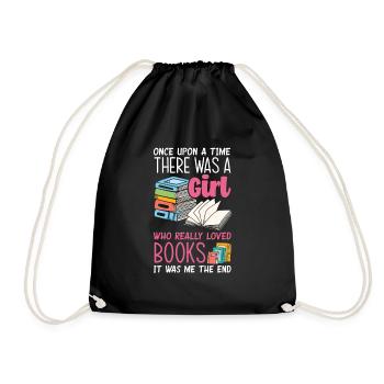 Bücherwurm Buchliebhaber Bibliothekar Geschenk - Turnbeutel - Schwarz - Vorne