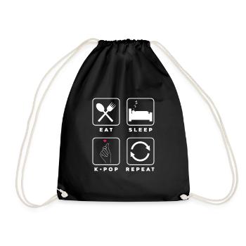 K-Pop K-Drama Korean Pop Music - Drawstring Bag - black - Front