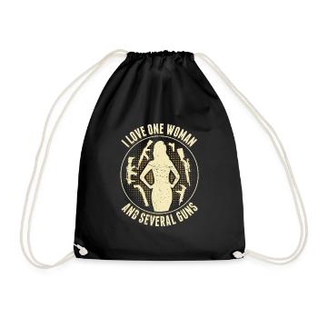 I Love One Woman And Several Guns - Drawstring Bag - black - Front