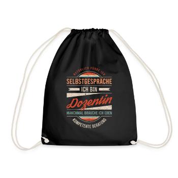 Dozentin Arbeitskollege Kollege Geschenk Retro - Turnbeutel - Schwarz - Vorne