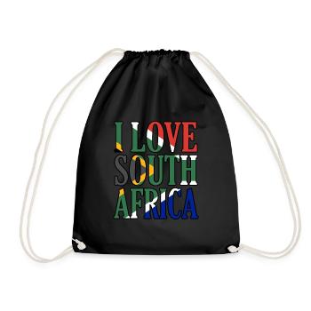 Südafrika - Turnbeutel - Schwarz - Vorne