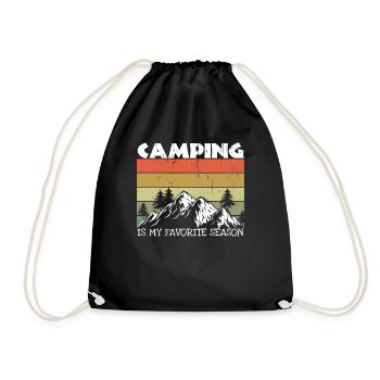 Retro Adventure Vacation Camp Camper Camping - Drawstring Bag - black - Front