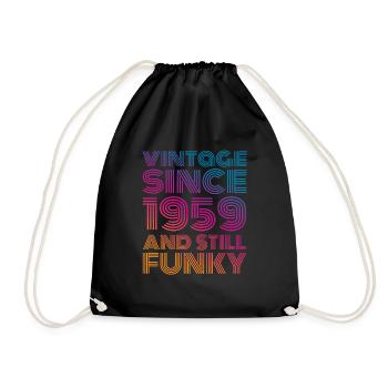 Born 1959 Retro 63 Birthday Gift - Drawstring Bag - black - Front