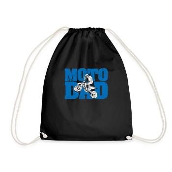 Moto Dad Dirt Bike Motocross Biker Motorcycle - Drawstring Bag - black - Front