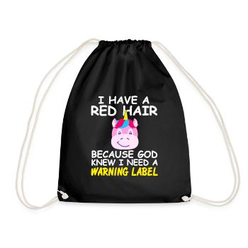 J’ai les cheveux roux Drôle de licorne Designs Thé - Sac de sport léger - noir - Devant