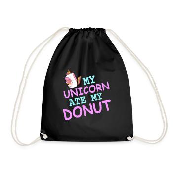 My Unicorn Ate My Donut Funny Unicorn T-Shirt - Turnbeutel - Schwarz - Vorne