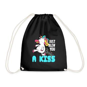 I Just Blew You A Kiss Cute Vintage Unicorn Tee - Turnbeutel - Schwarz - Vorne