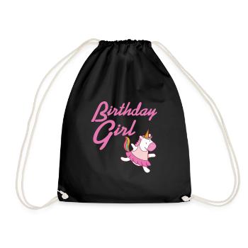 Cute Awesome Unicorn Birthday Girl T-Shirt Present - Turnbeutel - Schwarz - Vorne