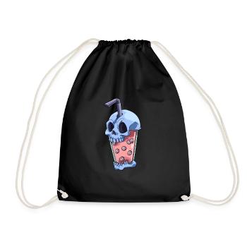 Kawaii Bubble Tea Totenkopf - Lustiger und - Turnbeutel - Schwarz - Vorne