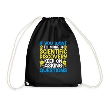 Keep On Asking Questions Fun Scientist Science - Drawstring Bag - black - Front