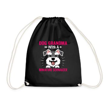 Dog Grandma with Miniature Schnauzer Funny Graphics For - Drawstring Bag - black - Front