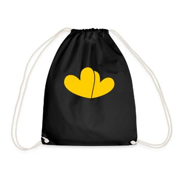 Two Yellow Hearts - Drawstring Bag - black - Front