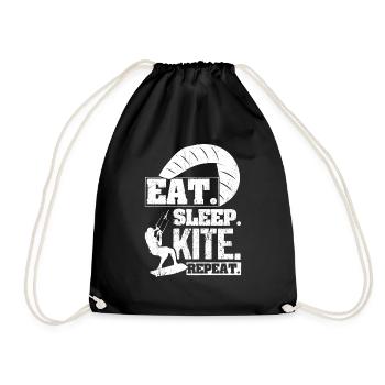 Kiteboarding Kite Kiten - Eat Sleep Kite Kitesurfe - Turnbeutel - Schwarz - Vorne
