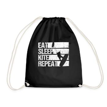 Kiteboarding Kite Kiten - Eat Sleep Kite Kitesurfe - Turnbeutel - Schwarz - Vorne