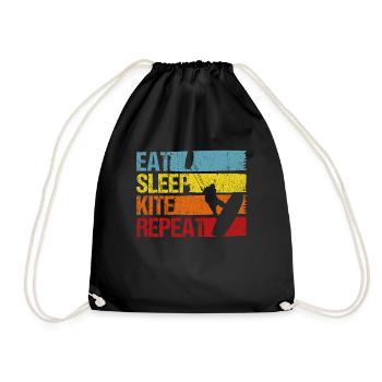 Kiteboarding Kite Kiten - Eat Sleep Kite Kitesurfe - Turnbeutel - Schwarz - Vorne