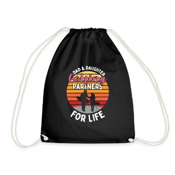 Father and daughter Golf Partner Partner Look - Drawstring Bag - black - Front