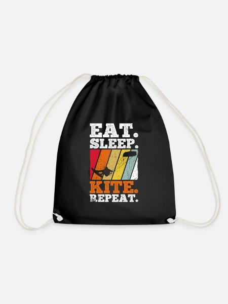 Kiteboarding Kite Kiten - Eat Sleep Kite Kitesurfe - Turnbeutel - Schwarz