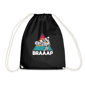 Vintage Dirt Bike Retro Sunset Dirtbike - Drawstring Bag - black - Front