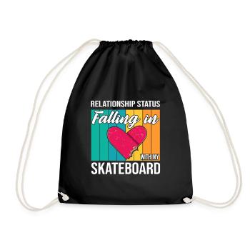 Skateboarder Falling In Love With My Skateboard - Drawstring Bag - black - Front