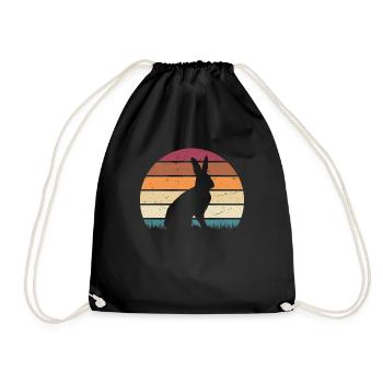 Hase Kaninchen Haustier Hasen Mama Geschenk - Turnbeutel - Schwarz - Vorne