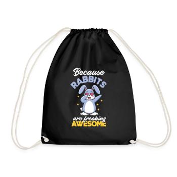 Hase Kaninchen Haustier Hasen Mama Geschenk - Turnbeutel - Schwarz - Vorne