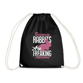 Hase Kaninchen Haustier Hasen Mama Geschenk - Turnbeutel - Schwarz - Vorne