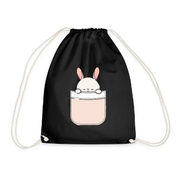 Hase Kaninchen Haustier Hasen Mama Geschenk - Turnbeutel - Schwarz - Vorne