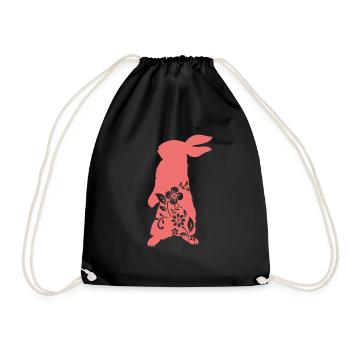 Hase Kaninchen Haustier Hasen Mama Geschenk - Turnbeutel - Schwarz - Vorne