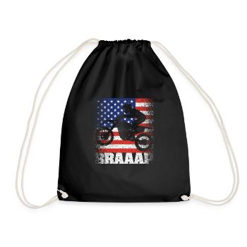 Braaap Vintage USA amerikanische Flagge Dirt Bike - Turnbeutel - Schwarz - Vorne