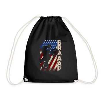 Braaap Vintage USA amerikanische Flagge Dirt Bike - Turnbeutel - Schwarz - Vorne