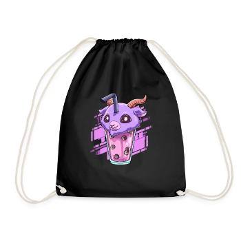 Boba Tea Pastell Goth Style - Kawaii Bubble Tee - Turnbeutel - Schwarz - Vorne