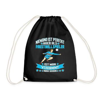 Faustball Faustballer Niemand ist perfekt - Turnbeutel - Schwarz - Vorne