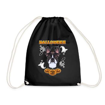 Happy Halloween I Dog Lover I Boston Terrier - Drawstring Bag - black - Front