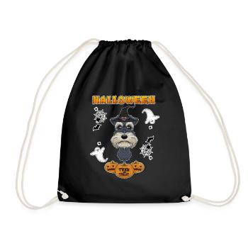 Happy Halloween I Dog Lover I Miniature Schnauzer - Drawstring Bag - black - Front