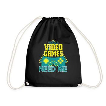 Must Go Video Games Need Me - Drawstring Bag - black - Front