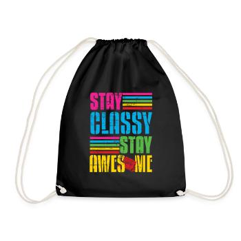 Classy Stay Aweome Retro Walkman - Drawstring Bag - black - Front
