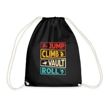Jump Climb Vault Roll Traceur Parkour - Drawstring Bag - black - Front