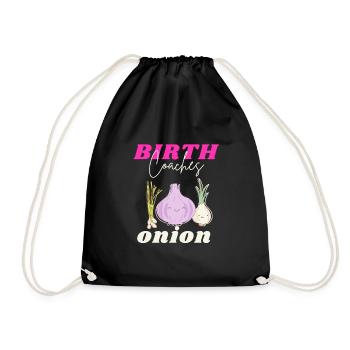 Labor Coach Birthing Coach Doula Union Funny Puns - Drawstring Bag - black - Front