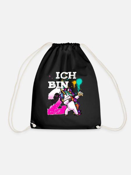 2. Geburtstag Mädchen 2 Jahre Einhorn - Turnbeutel - Schwarz