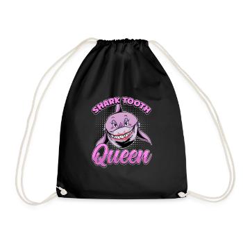 Fossil Tooth Collector Design for a Shark Fossil - Drawstring Bag - black - Front
