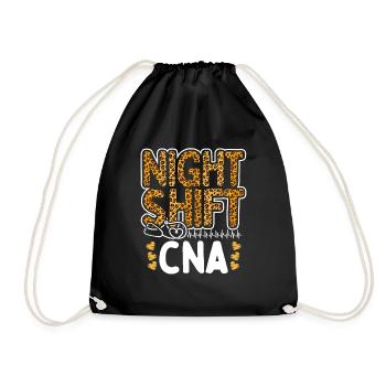 Night Shift CNA Leopard Nursing Assistant Nurse - Drawstring Bag - black - Front